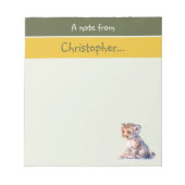 Schattigee luipaard aangepaste naam groene kindere notitieblok (Voorkant)