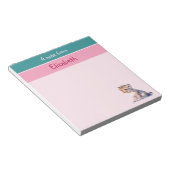 Schattigee luipaard aangepaste naam roze kinderen notitieblok (Schuin)