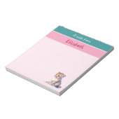 Schattigee luipaard aangepaste naam roze kinderen notitieblok (Linkerzijde)