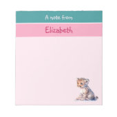 Schattigee luipaard aangepaste naam roze kinderen notitieblok (Voorkant)