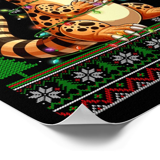 Schattigee luipaard gekko kerstmuts lelijke kerstt poster (Hoek)