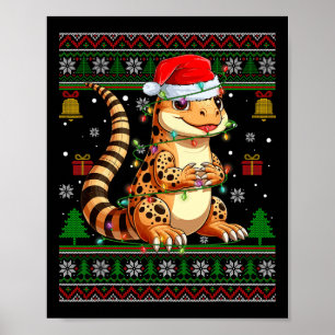 Schattigee luipaard gekko kerstmuts lelijke kerstt poster