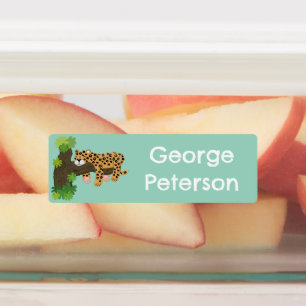 Schattigee luipaard slapen in Tree cartoon geperso Labels