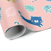 Schattigee luipaarden met oerwouden bladeren op ro cadeaupapier (Rol Hoek)