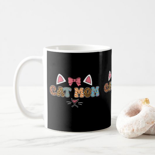 Schattigee luipaardprint Kattenliefhebbers Schatti Koffiemok (Met donut)