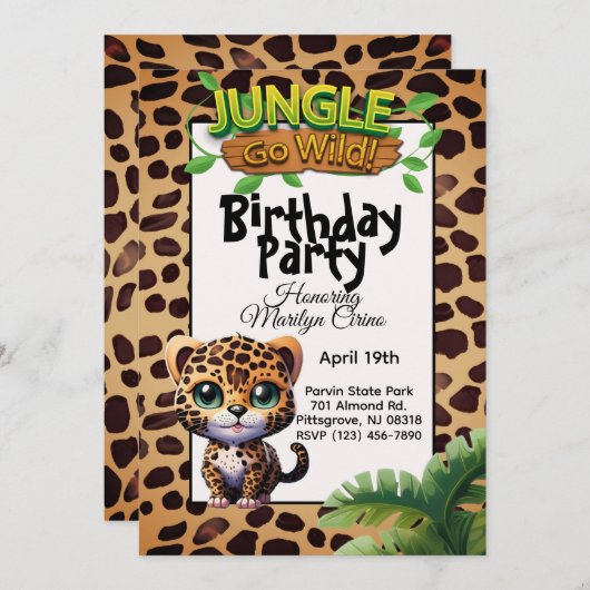Schattigee luipaardprint Kitty Cat Go Wild Verjaar Kaart (Voorkant / Achterkant)