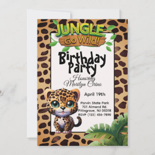 Schattigee luipaardprint Kitty Cat Go Wild Verjaar Kaart