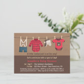 Schattigee Lumberjack Plaid Kleding Baby shower Ui Kaart (Staand voorkant)