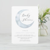 Schattigee maan Baby shower uitnodiging (Staand voorkant)