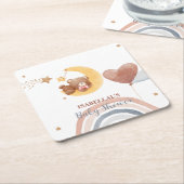 Schattigee Maan Beer Afro-Amerikaans kinder baby s Kartonnen Onderzetters (Schuin)