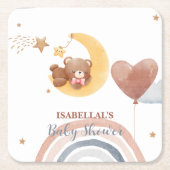 Schattigee Maan Beer Afro-Amerikaans kinder baby s Kartonnen Onderzetters (Voorkant)