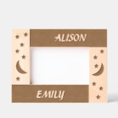 Schattigee maan en sterren met 2 aangepaste namen gegraveerde lijstjes (Voorkant)