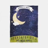Schattigee Maan in Night Sky Baby Milestone Fleece Deken (Voorkant)
