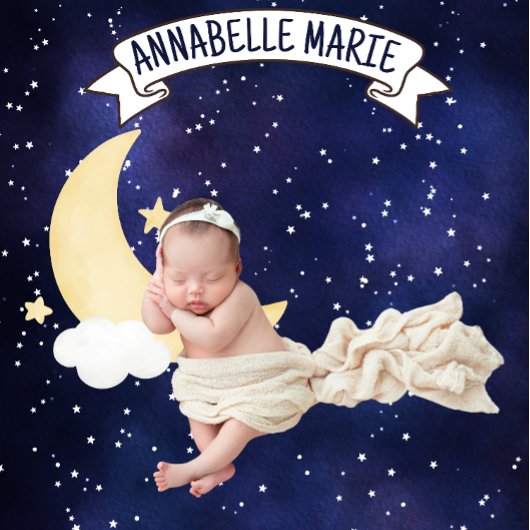Schattigee Maan in Night Sky Baby Milestone Fleece Deken