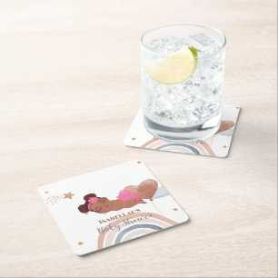 Schattigee maanster Afro-Amerikaans kinder baby sh Kartonnen Onderzetters