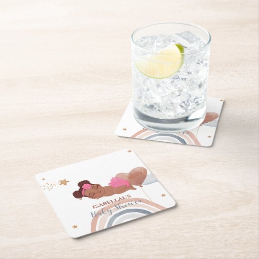 Schattigee maanster Afro-Amerikaans kinder baby sh Kartonnen Onderzetters (Insitu)