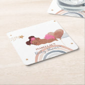 Schattigee maanster Afro-Amerikaans kinder baby sh Kartonnen Onderzetters (Schuin)