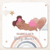 Schattigee maanster Afro-Amerikaans kinder baby sh Kartonnen Onderzetters (Voorkant)