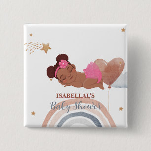 Schattigee maanster Afro-Amerikaans kinder baby sh Vierkante Button 5,1 Cm