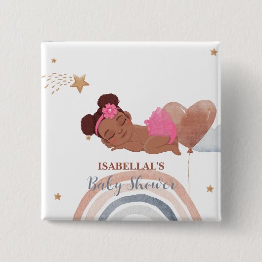 Schattigee maanster Afro-Amerikaans kinder baby sh Vierkante Button 5,1 Cm (Voorkant)