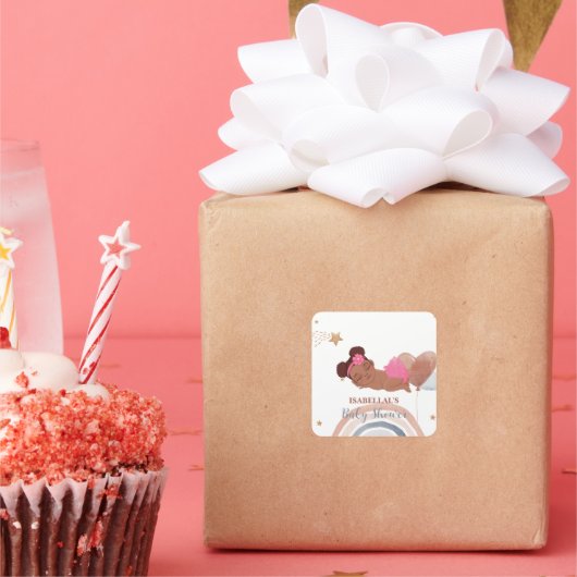 Schattigee maanster Afro-Amerikaans kinder baby sh Vierkante Sticker (Feest)