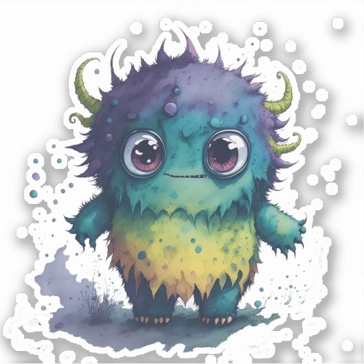 Schattigee maar enge Cartoon Monster Design Sticke Sticker (Voorkant)