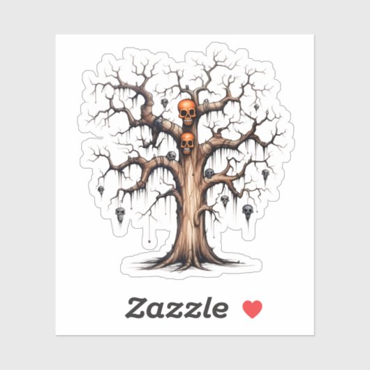 Schattigee maar enge Cartoon Spooky Tree Sticker (Vel)