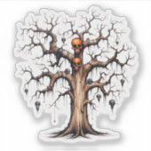 Schattigee maar enge Cartoon Spooky Tree Sticker (Voorkant)