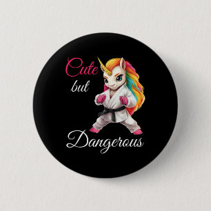 Schattigee maar gevaarlijke grappige karate eenhoo ronde button 5,7 cm