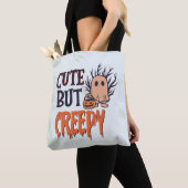 Schattigee maar griezelige geest Halloween Tote Bag (Dichtbij)