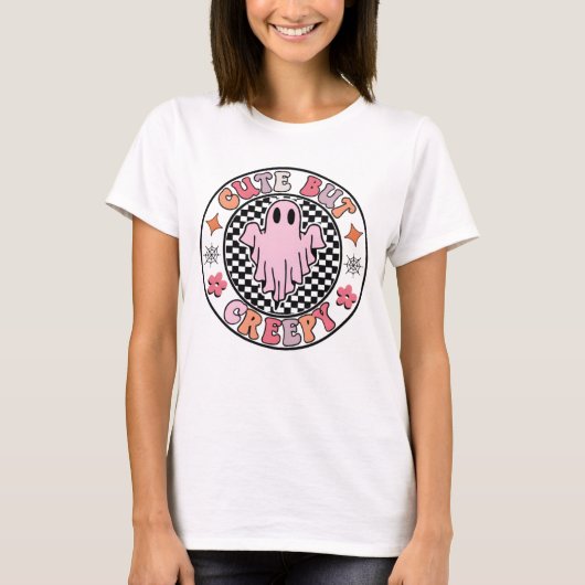 Schattigee maar griezelige geest | Pastel Hallowee T-shirt (Voorkant)