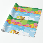 Schattigee maar griezelige monsterbij in een bloem cadeaupapier (Uitgerold)