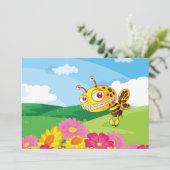 Schattigee maar griezelige monsterbij in een bloem kaart (Staand voorkant)