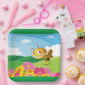 Schattigee maar griezelige monsterbij in een bloem papieren bordje (Feest)