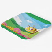 Schattigee maar griezelige monsterbij in een bloem papieren bordje (Gebogen)