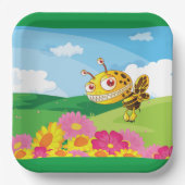 Schattigee maar griezelige monsterbij in een bloem papieren bordje (Voorkant)