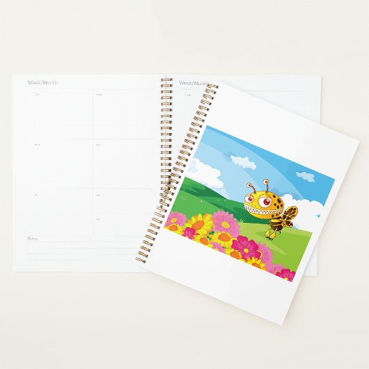 Schattigee maar griezelige monsterbij in een bloem planner