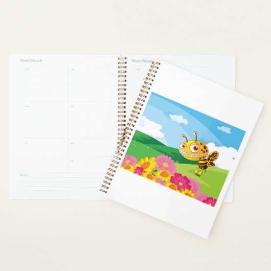 Schattigee maar griezelige monsterbij in een bloem planner (Display)