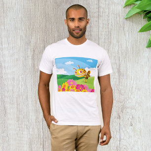 Schattigee maar griezelige monsterbij in een bloem t-shirt