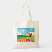 Schattigee maar griezelige monsterbij in een bloem tote bag (Voorkant)