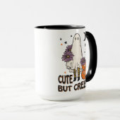 Schattigee maar griezelige retro geest Halloween C Mok (Voorkant rechts)