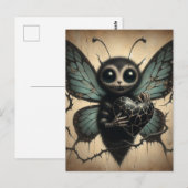 Schattigee maar griezelige vampier vlinder met zwa briefkaart (Voorkant / Achterkant)