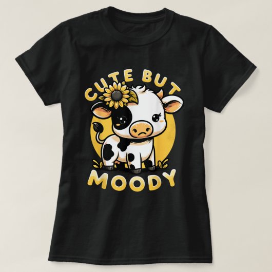 Schattigee Maar Moody Schattigee Koe Boerderij & B T-shirt (Design voorkant)