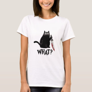 Schattigee maar psycho grappige zwarte kat met mes t-shirt