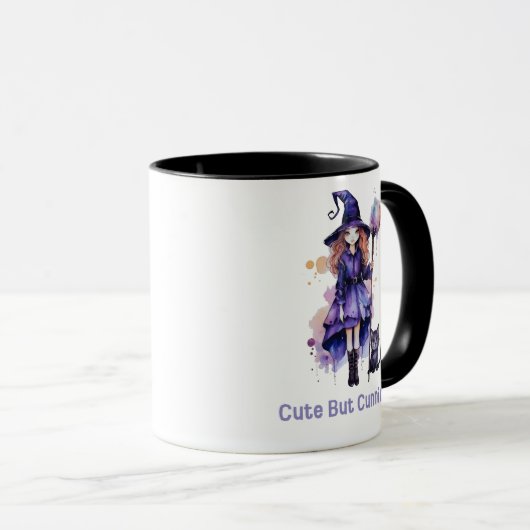 Schattigee maar sluwe zwarte kat heks Halloween Mo Mok (Voorkant rechts)