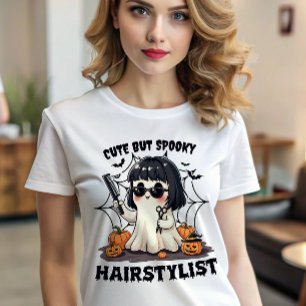 Schattigee maar spookachtige Haarstylist Halloween T-shirt