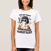Schattigee maar spookachtige Haarstylist Halloween T-shirt (Voorkant)