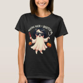 Schattigee maar spookachtige Haarstylist Halloween T-shirt (Voorkant)