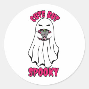 Schattigee maar spookachtige Halloween-geest met e Ronde Sticker