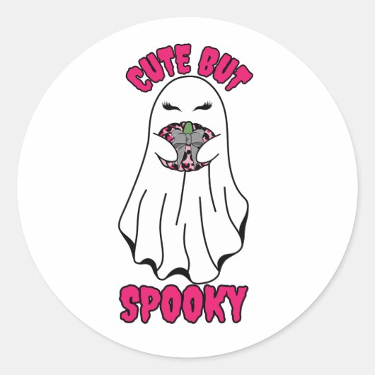 Schattigee maar spookachtige Halloween-geest met e Ronde Sticker (Voorkant)
